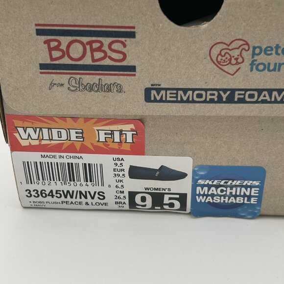 BOBS by SKECHERS Peace & Love Navy Flats Sz 9.5W Memory Foam W/Box Style 33645 - Picture 7 of 8
